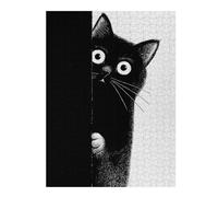 Puzzle 1000pcs(52x38cm) Per Adolescenti Peeking Black Cat Illustration Puzzle Per Adulti Gioco Pratico Di Assemblaggio Del Modello Ottimo Regalo Per I Giocatori 1000pcs(52x38cm)