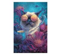 Puzzle 1000pcs(75x50cm) Per Adolescenti Chill Cat with Coffee Mug -1 Puzzle Giocattolo Decorazione Da Parete Modello Di Assemblaggio Sfida Educativa 1000pcs(75x50cm)
