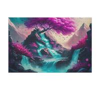 Puzzle 1000pcs(75x50cm) Per Adolescenti Pink Magical Tree Waterfal Puzzle Per Adolescenti Giochi Rilassanti Decorazione Perfetta Riduzione Dello Stress Regali 1000pcs(75x50cm)