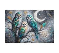 Puzzle 1000pcs(75x50cm) Per Adolescenti Three Owls Under The Moon Puzzle Per Adulti Giocattolo Decorazione Da Parete Un'opera D'arte Regali Per Amici E Familiari 1000pcs(75x50cm)