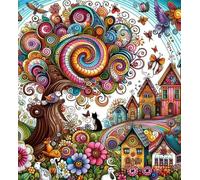 Puzzle 120 Pezzi,Città colorata da favola puzzle per adulti Giochi Educativi,Puzzles Artistico Adatto a Tutta la Famiglia(20 x 20 cm)