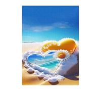 Puzzle 120 Pezzi, Fiore Forma Cuore Sulla Spiaggia Puzzles, Puzzle Impossibile Gioco Logici Sfida Difficile Puzzles 120 Pezzi per Adulti