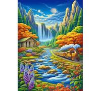 Puzzle 120 pezzi Giochi educativo e Giocattoli sfida Regalo Jigsaw puzzle classici per Adulti,DIY Puzzles Treno dei paesaggi rurali,25x20 cm
