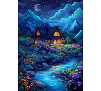 Puzzle 120 Pezzi Moon Cottage River Puzzles Puzzle Difficile Gioco Educativo e Divertimento 120 Pezzi Puzzles per Adulti 25x20 cm