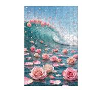Puzzle 120 Pezzi Onda Del Mare Fiore 25x20 cm Puzzles Classici Difficili Impossibili Puzzle Adulti 120 Pezzi per Gioco Familiare Decorazione per la Casa