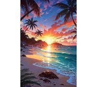 Puzzle 120 Pezzi per Adulti Alba Su Una Spiaggia Tropicale, Hobby Rilassante Senza Schermi, Idea Regalo di Classe per Lei o Lui (25x20 cm)