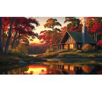 Puzzle 120 Pezzi per Adulti Cottage Sul Lago Degli Alberi Gioco Educativo Divertimento Impossible Difficile Puzzle per Adulti 120 Pezzi 25 x 20 cm