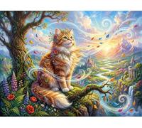 Puzzle 120 pezzi per Adulti Gatto dell'albero castello, 29.7x21cm Puzzle Impossibile e Difficili, Puzzles Decorativo per Soggiorno e Camera, Idea Regalo per Amanti dei Puzzle