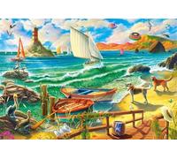 Puzzle 1200 Pezzi,75x50 cm puzzles per adulti,Barca a vela animale dell'isola DIY Puzzle Arte,Educativi Stimolanti Puzzles Decorazioni per la Casa