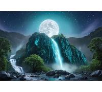 Puzzle 1200 Pezzi,75x50 cm puzzles per adulti,Paesaggio della cascata chiaro luna DIY Puzzle Arte,Educativi Stimolanti Puzzles Decorazioni per la Casa