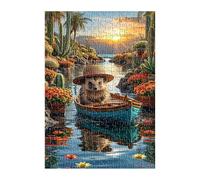 Puzzle 1200 Pezzi Alba Fiume Cactus 75x50 cm Puzzles Classici Difficili Impossibili Puzzle Adulti 1200 Pezzi per Gioco Familiare Decorazione per la Casa