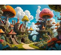 Puzzle 1200 Pezzi Arte Città dei Funghi, 75x50cm Fai Da Te Puzzle Impossibili 1200 Pezzi per Adulti, Alta Qualità di Stampa, Poster Incluso, Sfida Creativa Regalo per Amore e Amico Nuvole