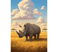 Puzzle 1200 Pezzi Arte Rinoceronte semplice, 75x50cm Fai Da Te Puzzle Impossibili 1200 Pezzi per Adulti, Alta Qualità di Stampa, Poster Incluso, Sfida Creativa Regalo per Amore e Amico Animale