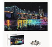 Puzzle 1200 Pezzi - Città & Ponte - Puzzle in Legno Durevole con Lettere sul Retro - 75 x 50 cm - Hobby Creativo Senza Polvere - Articolo per Collezionisti e 14 Anni in Su P3#378