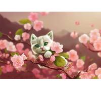 Puzzle 1200 pezzi, Gatto Fiore Rosa Puzzle Classici per Adulti, Giocattoli di Gioco Impegnativi, puzzle Impossibile, Puzzles per Gioco Familiare, Regalo per Amore e Amico 75 x 50 cm