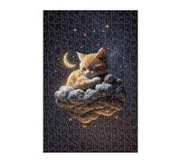Puzzle 1200 Pezzi Notte Stellata Gatto 75x50 cm Puzzles Classici Difficili Impossibili Puzzle Adulti 1200 Pezzi per Gioco Familiare Decorazione per la Casa