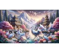 Puzzle 1200 Pezzi per Adulti 75 x 50 cm,Paesaggio della soffitta dell'airone bianco Rompicapo Classico,Impossibile Difficile Sfidanti Puzzles Gioco di Famiglia e Decorazione Murale