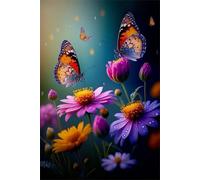 Puzzle 1200 Pezzi per Adulti 75x50 cm, Farfalla Margherita Viola, Rompicapo Artistico per Famiglia e Relax, Quadro Decorativo da Parete, Idea Regalo Originale