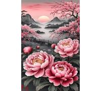 Puzzle 1200 Pezzi per Adulti, Paesaggio Peonie Rosa, Esercitare la Memoria, Migliorare la Concentrazione Lettere sul Retro, Giocattolo Regalo per Uomini Donne e Anziani 75 x 50 cm