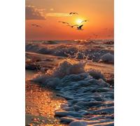 Puzzle 1200 Pezzi per Adulti, Tramonto Onde Gabbiani, Rompicapo Classico per Passatempo e Relax, Splendida Decorazione per Pareti e Idea Regalo