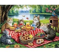 Puzzle 1200 pezzi,Picnic con i gatti Puzzle per adulti,Jigsaw Puzzle s per Adulti e Bambini Idea Regalo per Lei o Lui Frameless