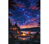 Puzzle 1200 Pezzi, Puzzle per Adulti Notte Stellata Lago Casetta 75x50 cm, Impossibile Difficile Puzzles Impegnativo Come Regalo e Decorazione per Pareti