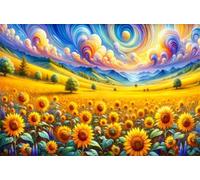 Puzzle 1200 Pezzi, Puzzle per Adulti Paesaggi Girasoli 75x50 cm, Impossibile Difficile Puzzles Impegnativo Come Regalo e Decorazione per Pareti
