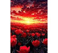 Puzzle 1200 Pezzi Tulipano Rosso Alba Puzzle Adulti 75 x 50 cm Giochi Rilassamento e Intelligence 1200 Pezzi Puzzles per Uomini e Donne Regalo Creativo per il Relax