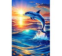 Puzzle 1314 Pezzi Alba Oceano Delfini, Intrattenimento Creativo, Puzzle Classico per Adulti Gioco Educativo Regalo per Uomini Donne e Anziani 75 x 50 cm