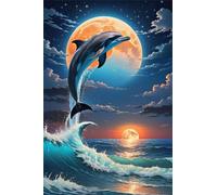 Puzzle 1314 Pezzi Delfino Dell'Oceano Lunare Puzzle Classici, Giochi Rilassamento e Intelligence, Puzzles Impossible, Idea Regalo Uomo e Donna