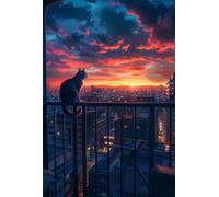 Puzzle 1314 Pezzi Gatto Città Tramonto Puzzle Classici, Giochi Rilassamento e Intelligence, Puzzles Impossible, Idea Regalo Uomo e Donna