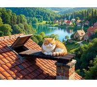 Puzzle 1314 pezzi per Adulti Gatto sul tetto Natura, 75x50cm Puzzle Impossibile e Difficili, Puzzles Decorativo per Soggiorno e Camera, Idea Regalo per Amanti dei Puzzle