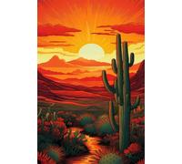 Puzzle 150 Pezzi Cactus Tramonto, Giochi Educativi, Intrattenimento Creativo, Divertimento, Puzzle per Adulti 150 Pezzi