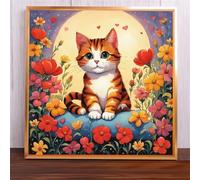 Puzzle 150 Pezzi Gatto Fiore di Campo, Impossible puzzle Per Adulti 150 pezzi, DIY Puzzles Colorato 65x65cm, Rompicapo adulti E Ragazzi, Gioco Giocattolo per la Famiglia