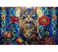 Puzzle 150 Pezzi Gatto Fiore Rosso Puzzle Adulti 35 x 25 cm Giochi Rilassamento e Intelligence 150 Pezzi Puzzles per Uomini e Donne Regalo Creativo per il Relax