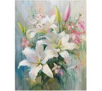 Puzzle 150 Pezzi Giglio Bianco, Puzzle Impossibili Gioco Educativo Sviluppa Pazienza e Destrezza, Lettere sul Retro Facile Montaggio, Regalo per Uomini Donne e Anziani 35 x 25 cm