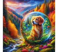 Puzzle 150 Pezzi,jigsaw puzzle per adulti 65x65 cm Cane del boschetto d'autunno Puzzles Classici,puzzles impegnativo,Impossibile Difficile giochi per tutta la famiglia