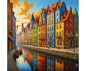 Puzzle 150 Pezzi,jigsaw puzzle per adulti 65x65 cm Case colorate Fiumi Puzzles Classici,puzzles impegnativo,Impossibile Difficile giochi per tutta la famiglia
