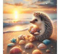 Puzzle 150 Pezzi,jigsaw puzzle per adulti 65x65 cm Conchiglie a forma di riccio al tramonto Puzzles Classici,puzzles impegnativo,Impossibile Difficile giochi per tutta la famiglia