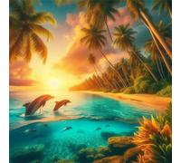 Puzzle 150 Pezzi,jigsaw puzzle per adulti 65x65 cm Delfini dell'oceano tropicale Puzzles Classici,puzzles impegnativo,Impossibile Difficile giochi per tutta la famiglia