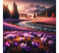 Puzzle 150 Pezzi,jigsaw puzzle per adulti 65x65 cm Fiume dei tulipani viola Puzzles Classici,puzzles impegnativo,Impossibile Difficile giochi per tutta la famiglia