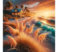 Puzzle 150 Pezzi,jigsaw puzzle per adulti 65x65 cm Paesaggio di una casetta sul mare Puzzles Classici,puzzles impegnativo,Impossibile Difficile giochi per tutta la famiglia