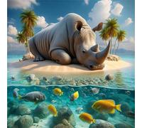 Puzzle 150 Pezzi,jigsaw puzzle per adulti 65x65 cm Rinoceronte dell'isola Puzzles Classici,puzzles impegnativo,Impossibile Difficile giochi per tutta la famiglia