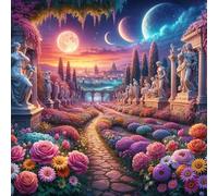 Puzzle 150 Pezzi,jigsaw puzzle per adulti 65x65 cm Statua del Giardino al Chiaro di Luna Puzzles Classici,puzzles impegnativo,Impossibile Difficile giochi per tutta la famiglia