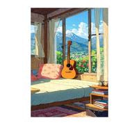 Puzzle 150 Pezzi, Paesaggio Chitarra Nella Stanza Puzzles, Gioco Educativo Sviluppare Osservazione e Logica, Puzzle 150 Pezzi per Adulti