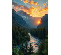 Puzzle 150 Pezzi per Adulti 35x25 cm, Tramonto Fiume Nella Giungla, Rompicapo Artistico per Famiglia e Relax, Quadro Decorativo da Parete, Idea Regalo Originale