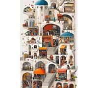 Puzzle 150 Pezzi per Adulti, Città Cartoni Animati, Esercitare la Memoria, Migliorare la Concentrazione Lettere sul Retro, Giocattolo Regalo per Uomini Donne e Anziani 35 x 25 cm