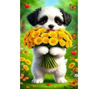 Puzzle 150 Pezzi per Adulti, Margherite Farfalle Cani, Rompicapo Classico per Passatempo e Relax, Splendida Decorazione per Pareti e Idea Regalo