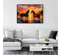 Puzzle 150 Pezzi per Adulti,Puzzles Artistico,Cavalli del lago Sunset puzzle fai da te Intrattenimento Creativo, puzzles Classico Regali per la casa