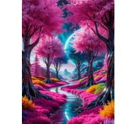 Puzzle 150 Pezzi per Adulti Strada dell'albero rosa, Intrattenimento Creativo, Divertimento, puzzle 150 pezzi Arte, Idea Regalo per Amore e Amico